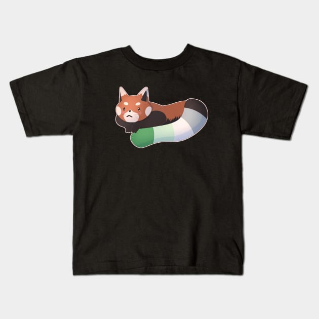 Aromantic Pride Red Panda Kids T-Shirt by celestialuka